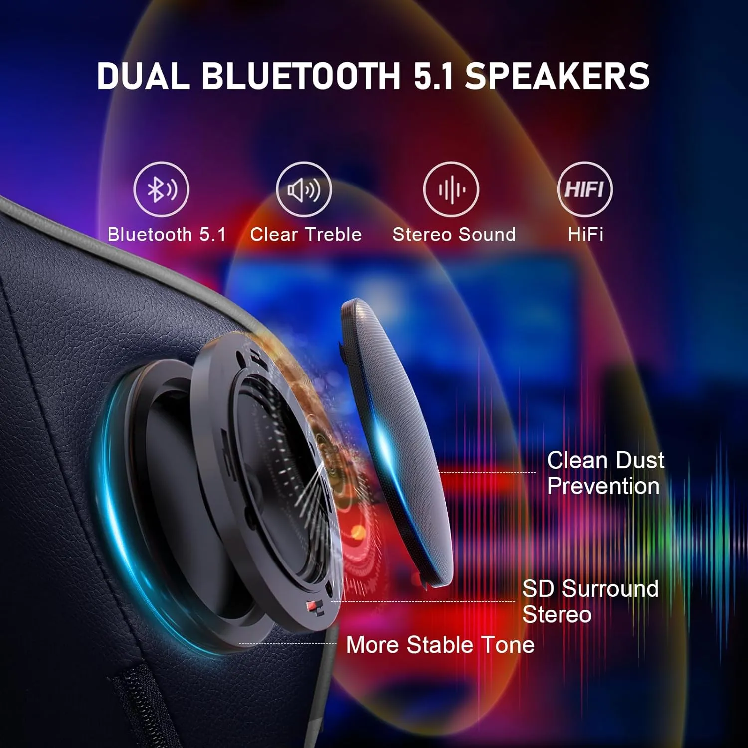GTRACING Gaming Chair with Footrest Speakers Video Game Chair Bluetooth Music Heavy Duty Ergonomic Computer Office Desk Chair