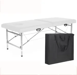 Gtzly Beauty Massage Table, Portable Folding Spa Lash Salon Bed, Lightweight Beauty Salon Spa Bed, Adjustable Height, 2 Section Foldable Tattoo Bed with Pillow, Bed Cover and Handbag(White)