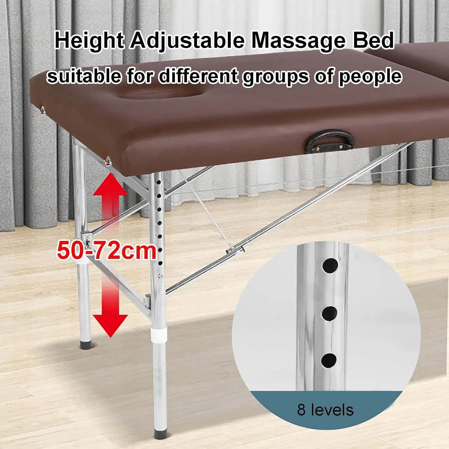 Gtzly Beauty Massage Table, Portable Folding Spa Lash Salon Bed, Lightweight Beauty Salon Spa Bed, Adjustable Height, 2 Section Foldable Tattoo Bed with Pillow, Bed Cover and Handbag(White)