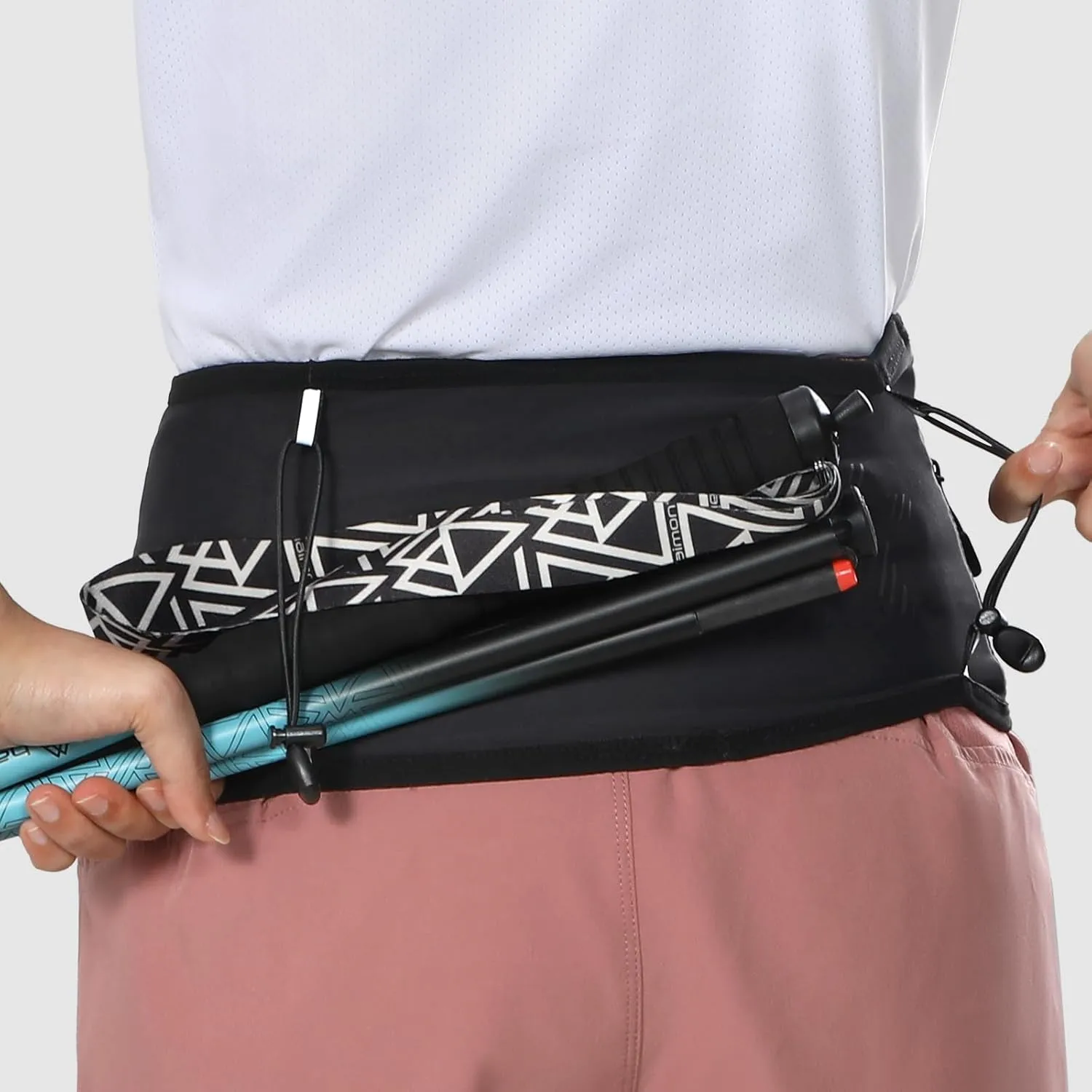 Haimont Running Belt Waist Pack, Ultra Comfortable Fanny Pack, Adjustable Moisture Wicking Waist Storage Belt Bag for Trail Run, Men and Women, Black, M