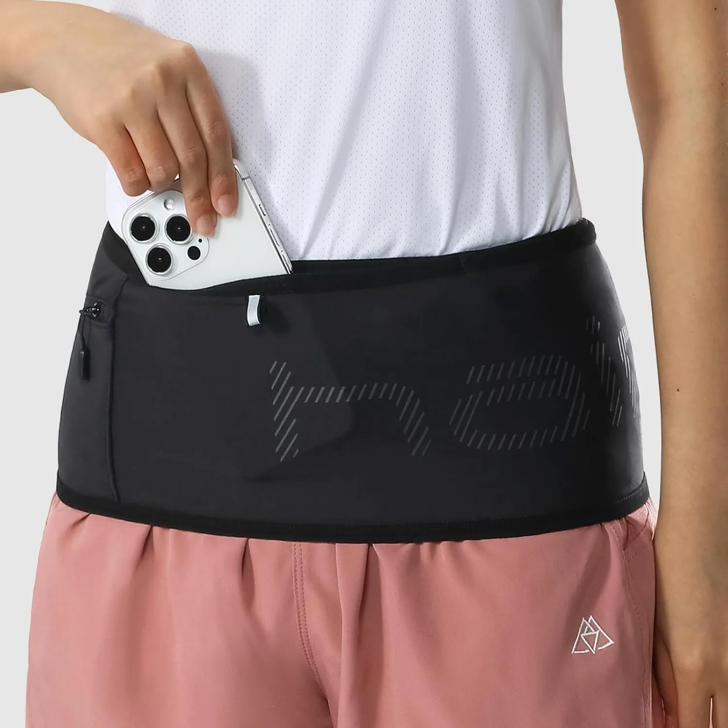 Haimont Running Belt Waist Pack, Ultra Comfortable Fanny Pack, Adjustable Moisture Wicking Waist Storage Belt Bag for Trail Run, Men and Women, Black, M