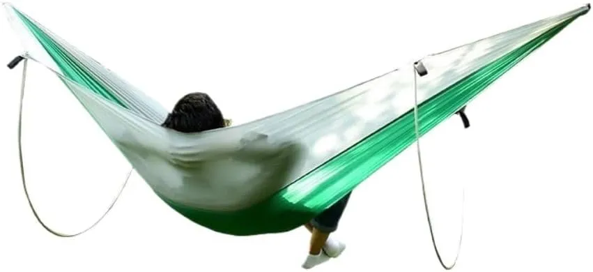 Hammock Anti-Rollover Pole Hammock Outdoor Camping Single Double Enlarged Thickened Parachute Cloth Camping Hammock Hammocks for Outside(Green,B)