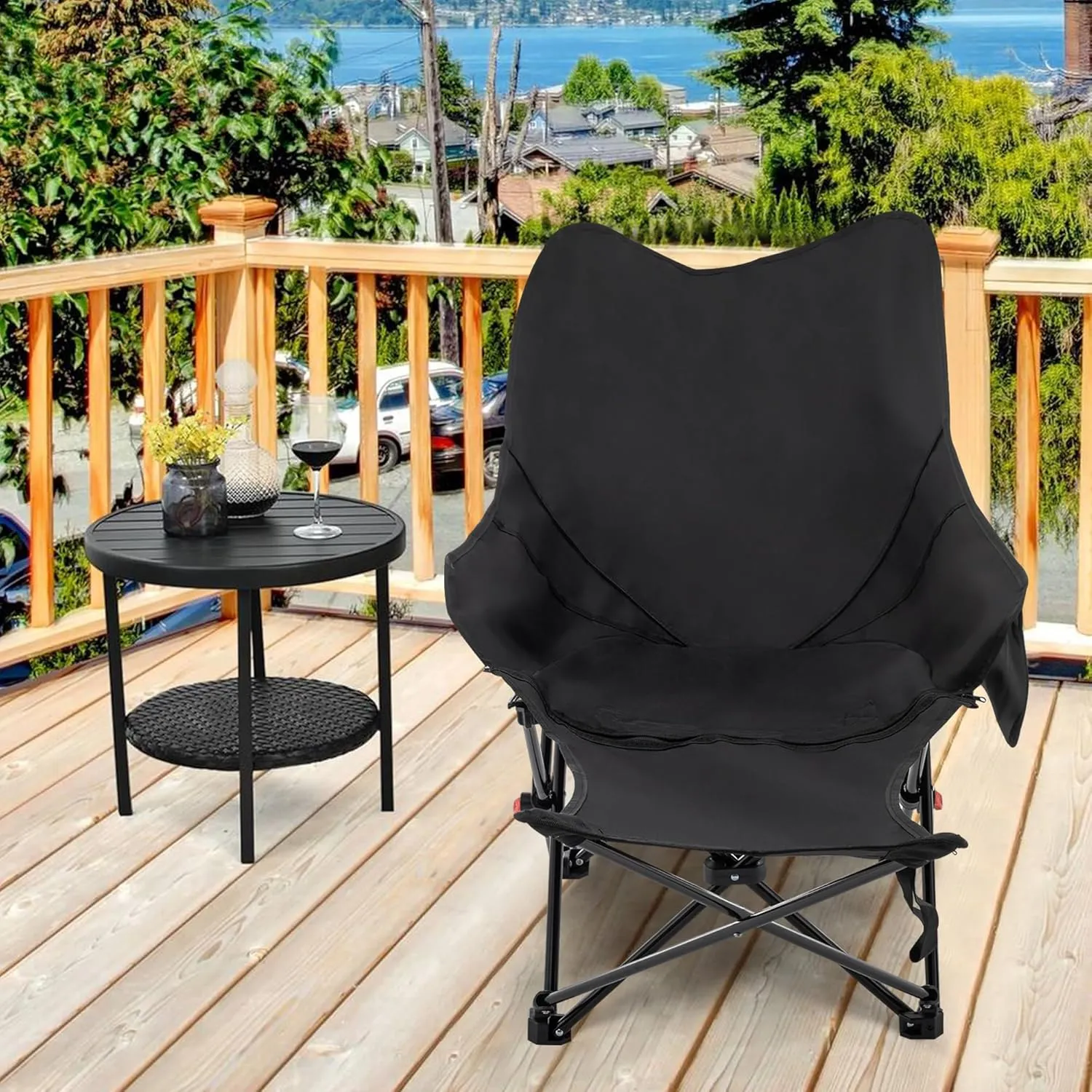 HAOBO Home Portable Reclining Camping Chair with Removable Footrest Adjustable Lounge Chair for Adults Beach Chair Backpacking Chair Outdoor Rocker