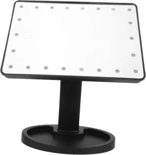 Happyyami LED Touch Screen Makeup Mirror Portable Tabletop Cosmetic Mirror with Rotation for LED Lighting for Makeup Application Black