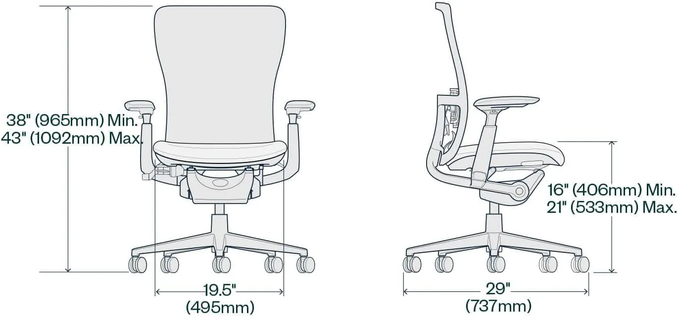 Haworth Zody Standard Posture Mesh Office Chair – Ergonomic Desk Chair with Pneumatic Seat Height Adjustments and Forward Tilt Option - with Lumbar Support (Coal)