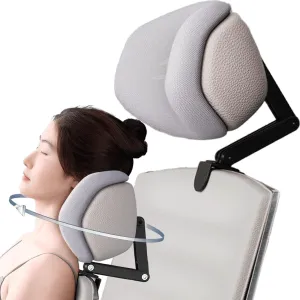 Headrest Attachment for Office Chair, Attachable Chair Head Rest, Desk Chair Neck Support, Elastic Sponge Head Pillow Adjustable Height and Angle (Upgraded Version(Gray))