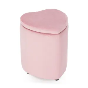 Heart Shaped Storage Velvet Fabric Padded Makeup Stool