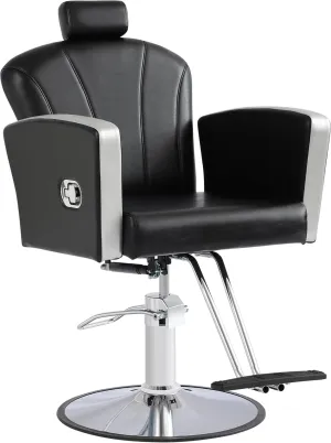 Height Adjustable Salon Chair for Hair Sylist, Reclining Salon Hair Chairs, Hydraulic Barber Chair, 360 Degree Swivel Shampoo Chairset for Barbershop (Black)