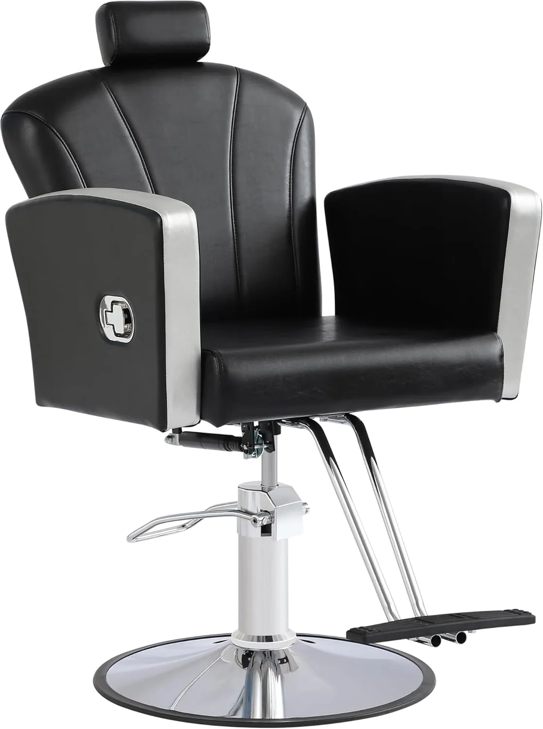 Height Adjustable Salon Chair for Hair Sylist, Reclining Salon Hair Chairs, Hydraulic Barber Chair, 360 Degree Swivel Shampoo Chairset for Barbershop (Black)