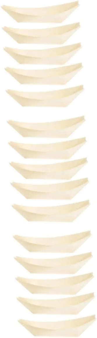 HEMOTON 3sets Wooden Serving Boat Snack Container Natural Sushi Bowl Food Grade Wood Ideal for Birthday Parties Camping 50pcs*3