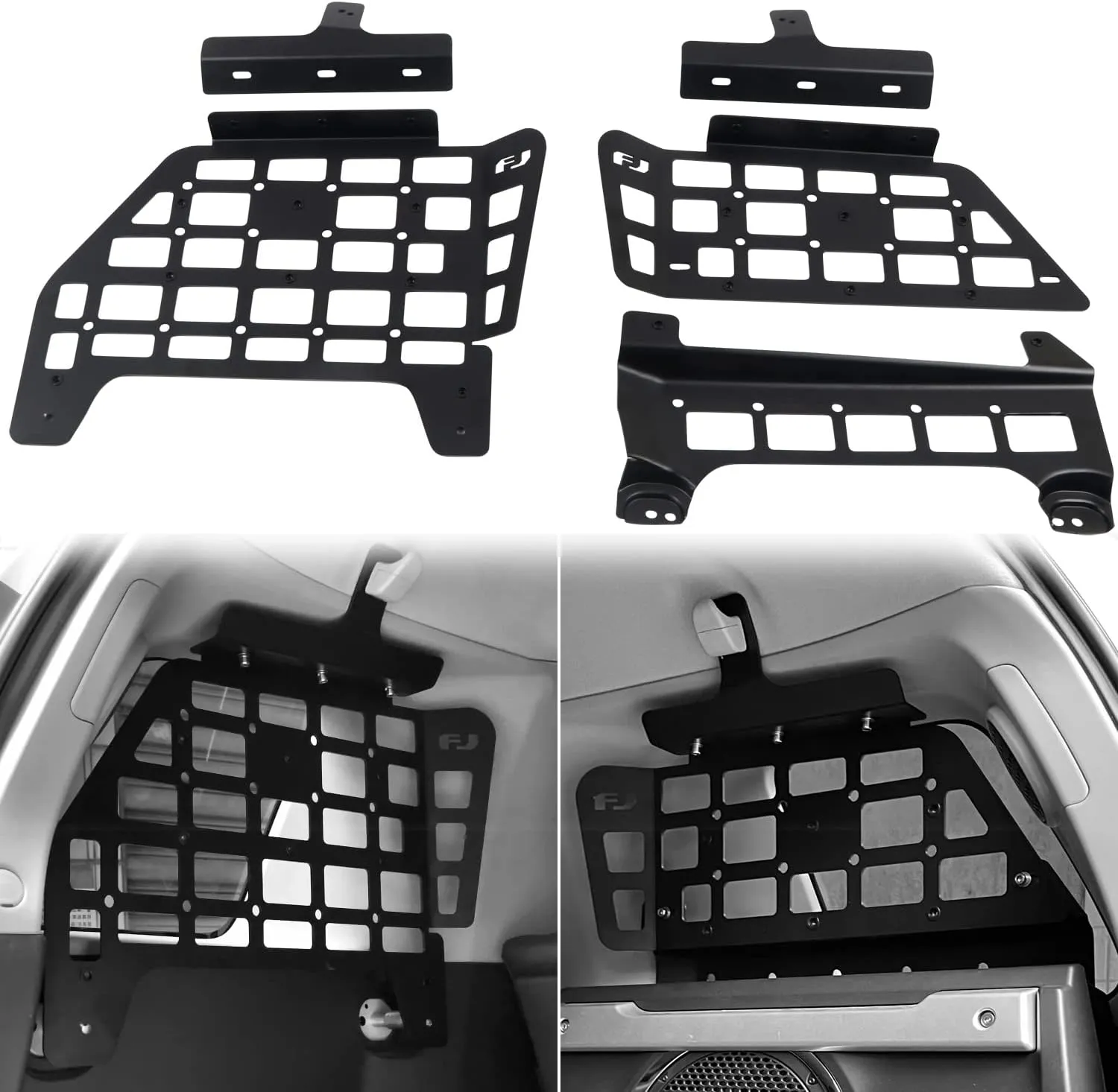 HIGH FLYING for Toyota FJ Cruiser (XJ10) 2007-2014 Car Accessories Modular Storage Molle Panel System Trunk Shelf Interior Luggage Carrier Cargo Rack Trunk Organizer Aluminum (Side Panels)