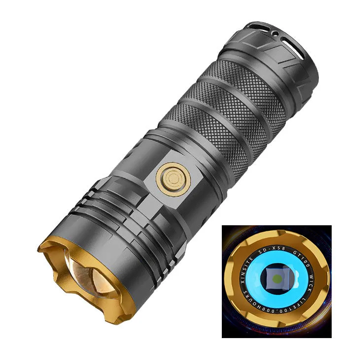 High Power 100000Lumens GT100 White Laser Light Tactical Torch Bulit-in 6000mAh 38650 Battery Zoom Lantern Long Range Spotlight