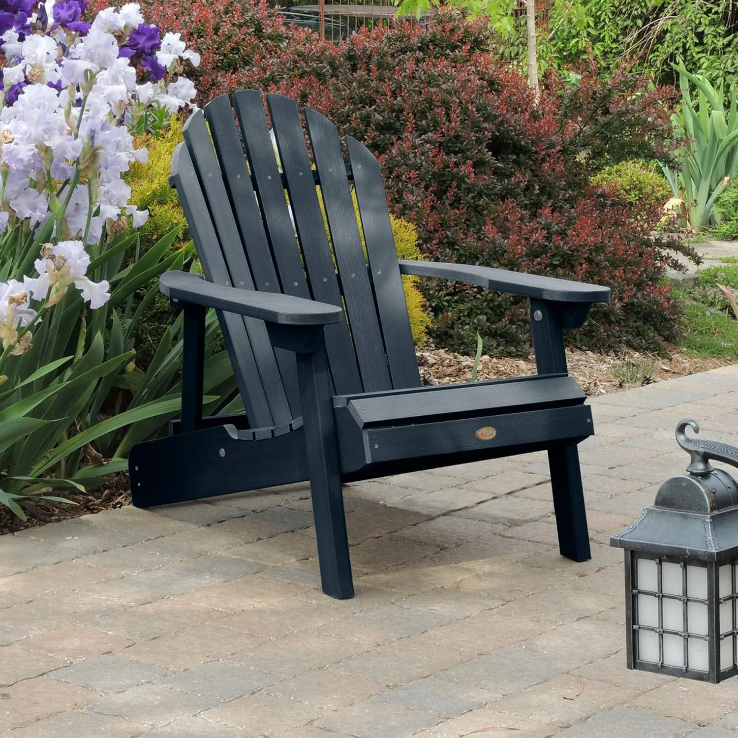 highwood Hamilton Made in The USA Folding and Reclining Adirondack Chair, Adult Size, Federal Blue