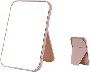 HIHELO Household Makeup Mirror Desktop Foldable Standing High-Definition Makeup Mirror Portable Square Makeup Mirror (Color : Gray, Size : M)
