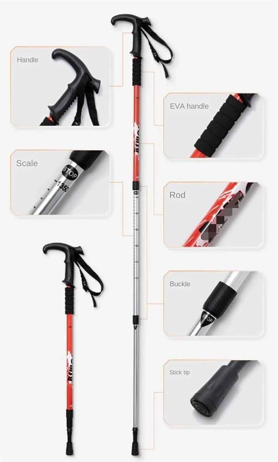 Hiking Trekking Poles Multifunctional Trekking Poles Outdoor Folding Trekking Poles Ultra-Light Aluminum Alloy Hiking Sticks for Trekking