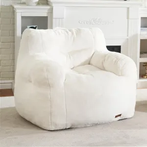 Hobestluk Bean Bag Chair for Adult Small Bean Bag Chairs with Arms Furry Beanbag Chair with Foam Filler Stuffed Bean Bag Sofa for Reading in Bedroom Living Room and Dorms(White)