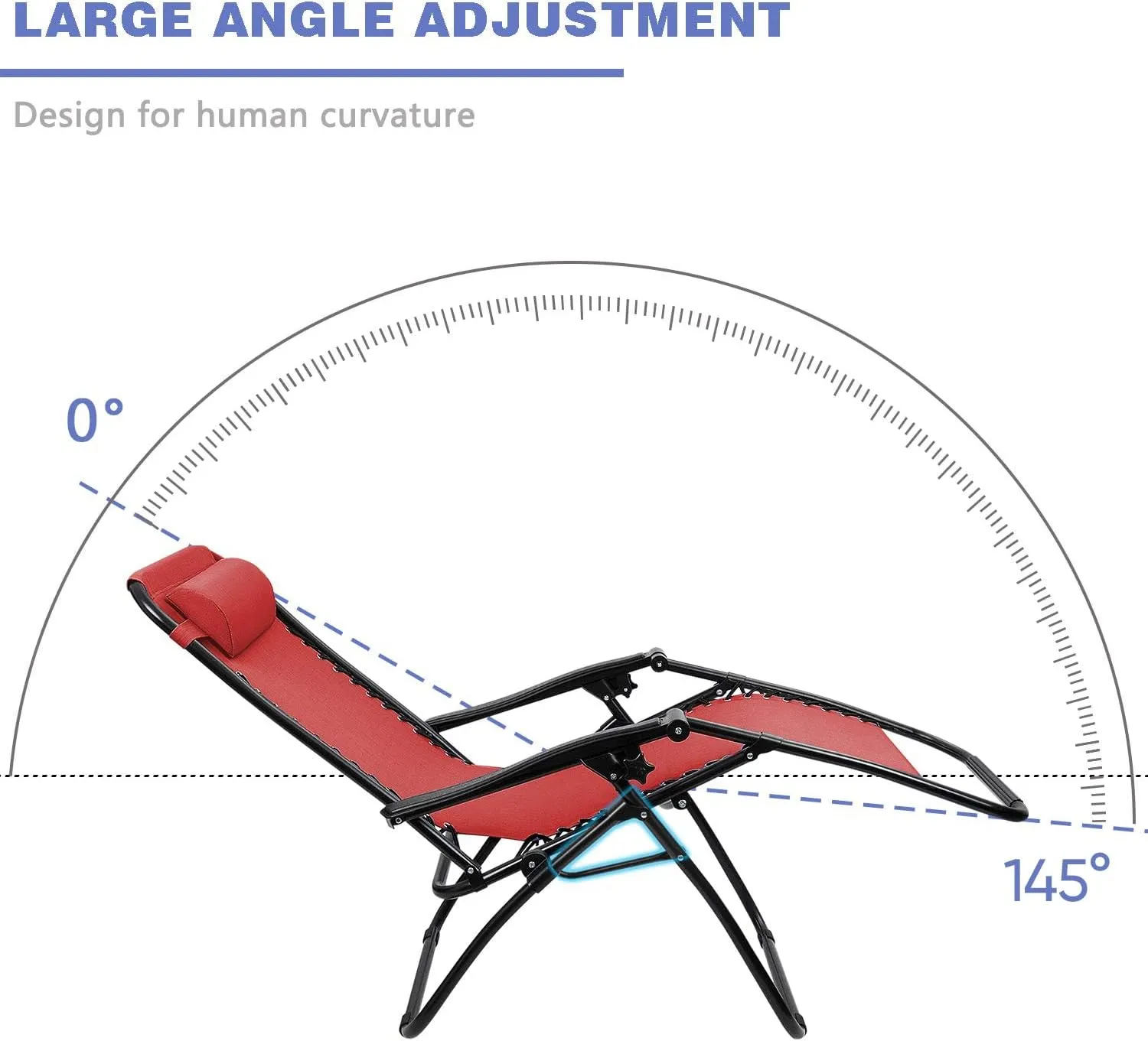 Homall Zero Gravity Chair Patio Folding Lawn Lounge Chairs Outdoor Lounge Gravity Chair Camp Reclining Lounge Chair with Cup Holder Pillows for Poolside Backyard and Beach Set of 2 (Red)