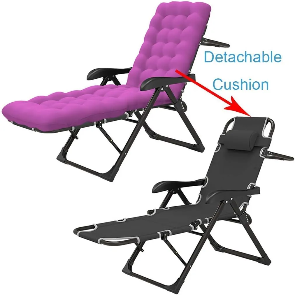 Home Leisure Chair Camping Cot Sun Lounger Recliner Chairs Folding Utility Adjustable Reclining Seat Full Padded Fishing Bed Outdoor Garden Chair Supports 200kg