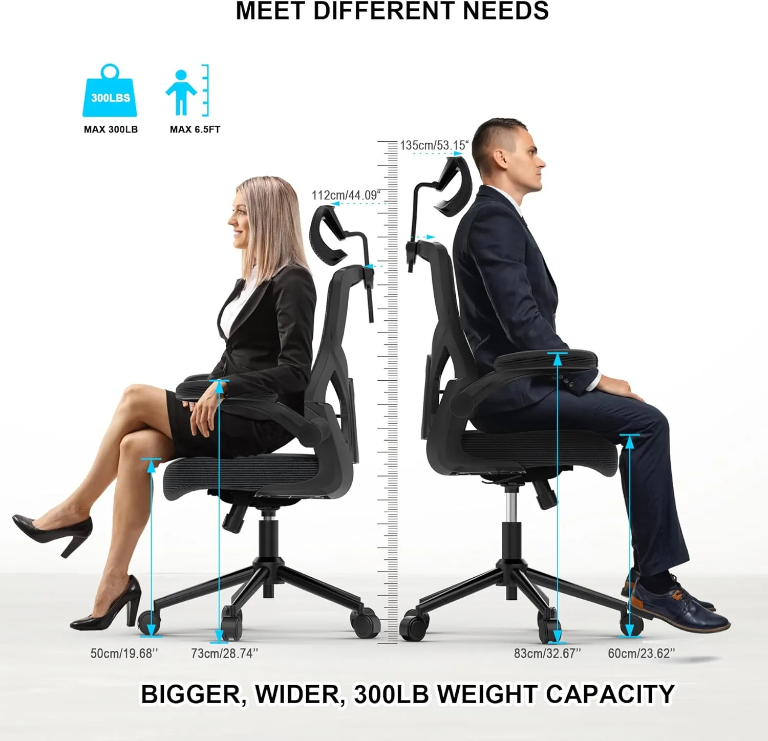 Home Office Chair, Ergonomic Comfy Desk Chair, High Back Computer Chair- Adjustable Headrest with Flip-Up Arms, Lumbar Support, Swivel Executive Task Chair (Modern, Black)