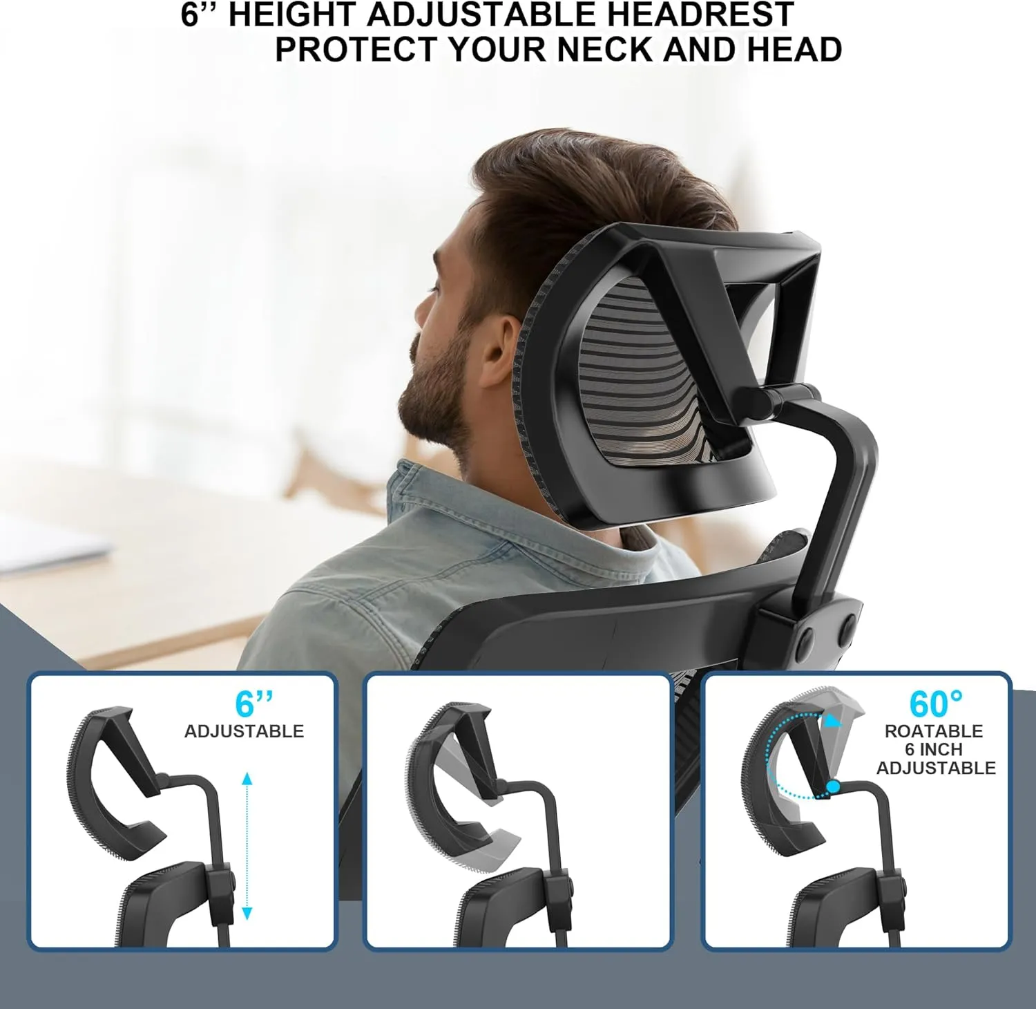 Home Office Chair, Ergonomic Comfy Desk Chair, High Back Computer Chair- Adjustable Headrest with Flip-Up Arms, Lumbar Support, Swivel Executive Task Chair (Modern, Black)