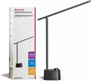 Honeywell Upgraded LED Desk Lamp - H01 Pro Sunturalux™ Foldable Desk Light with USB A C Charging Ports, 3 Color Modes Dimmable Table Lamp for Home Office Reading(Black)