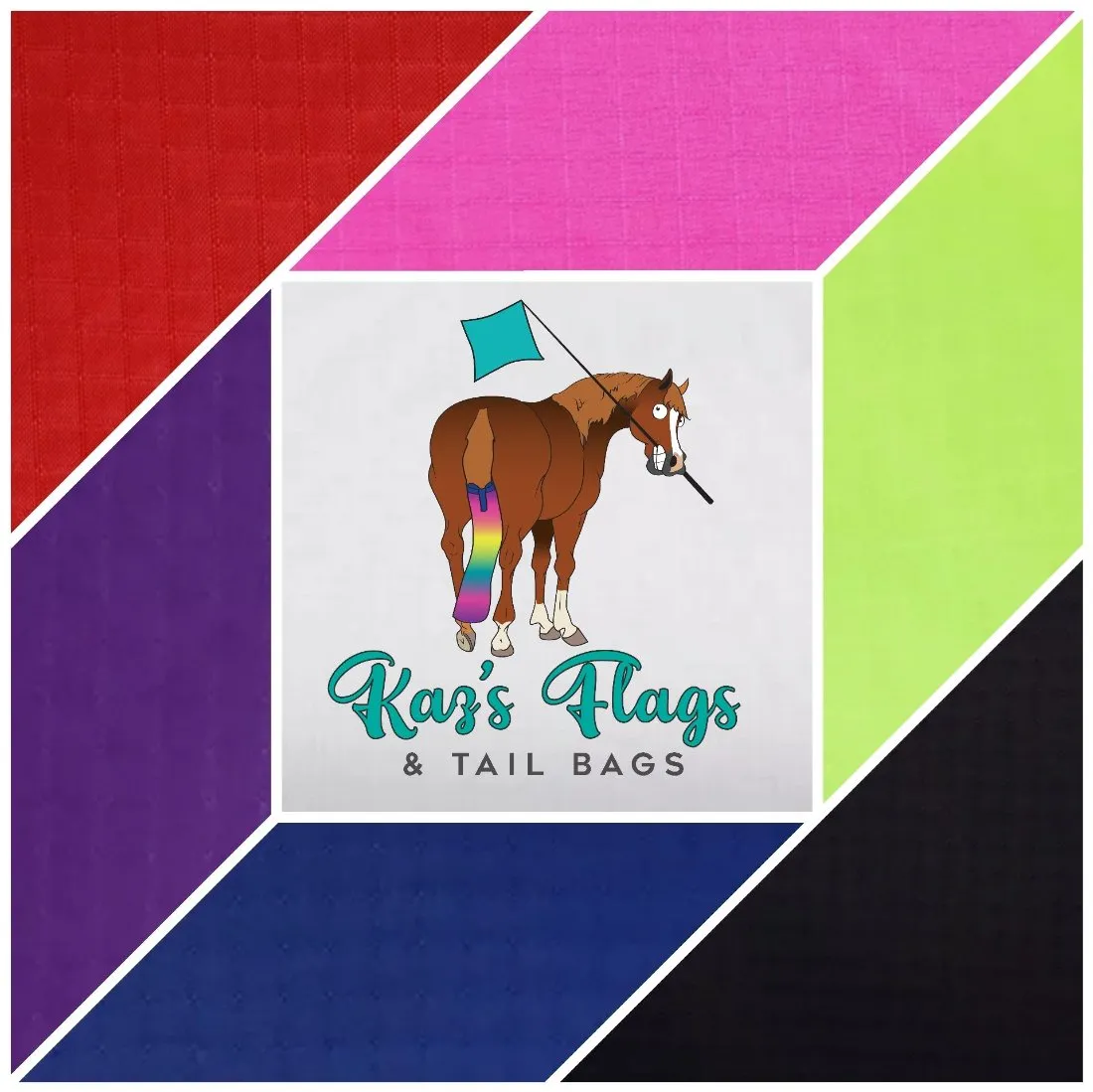 Horsemanship 18" x 18" Plain Lightweight Flag & Pole Combo Range