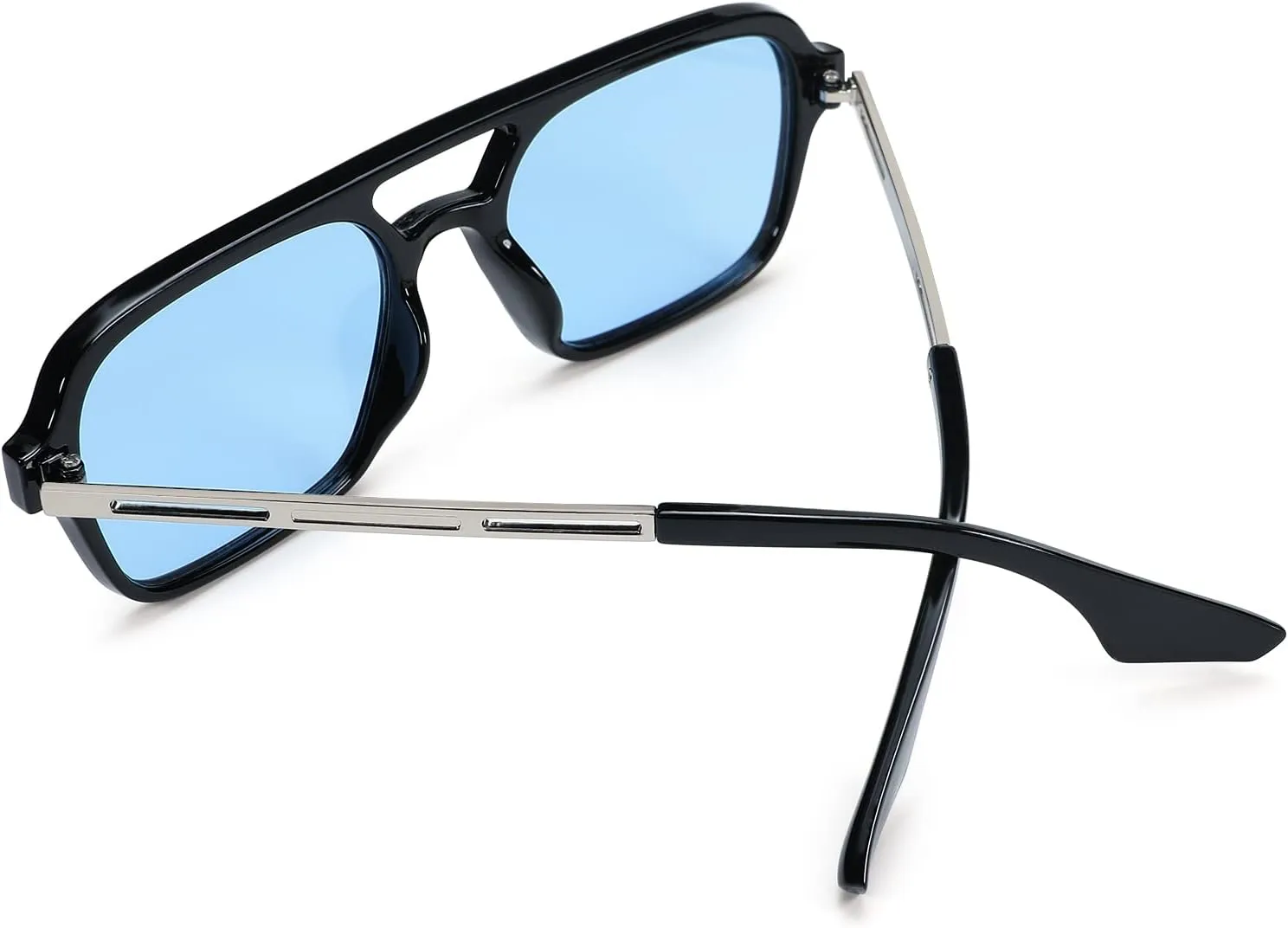 Hycredi Retro 70s Flat Aviator Sunglasses Trendy Vintage Square Glasses for Women Men Metal Design Shades UV Protection
