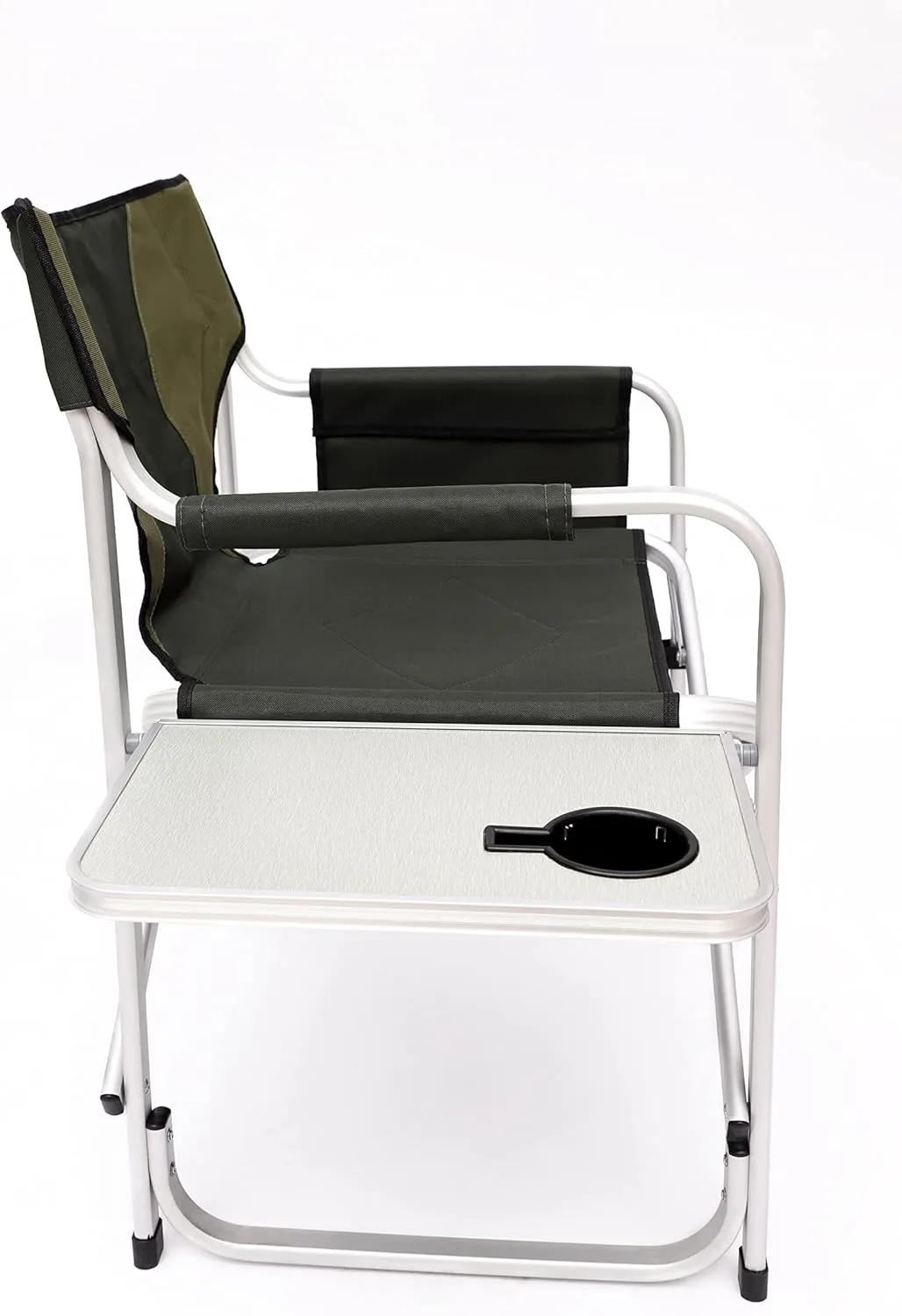 IANIYA Aluminum Camping Chair Lightweight Oversized Folding Camping Chair with Side Table and Storage Pockets (GREEN*2)
