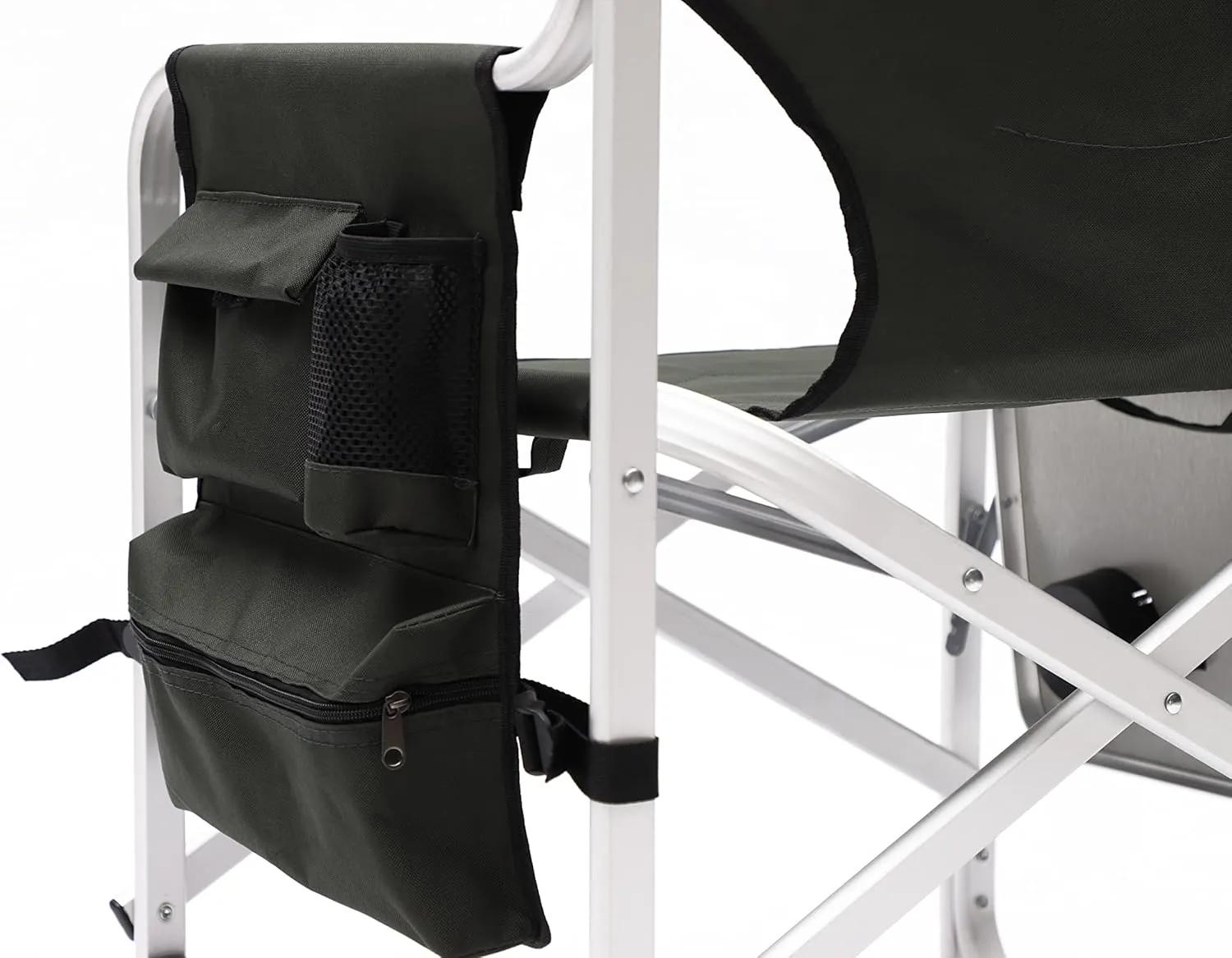 IANIYA Aluminum Camping Chair Lightweight Oversized Folding Camping Chair with Side Table and Storage Pockets (GREEN*2)