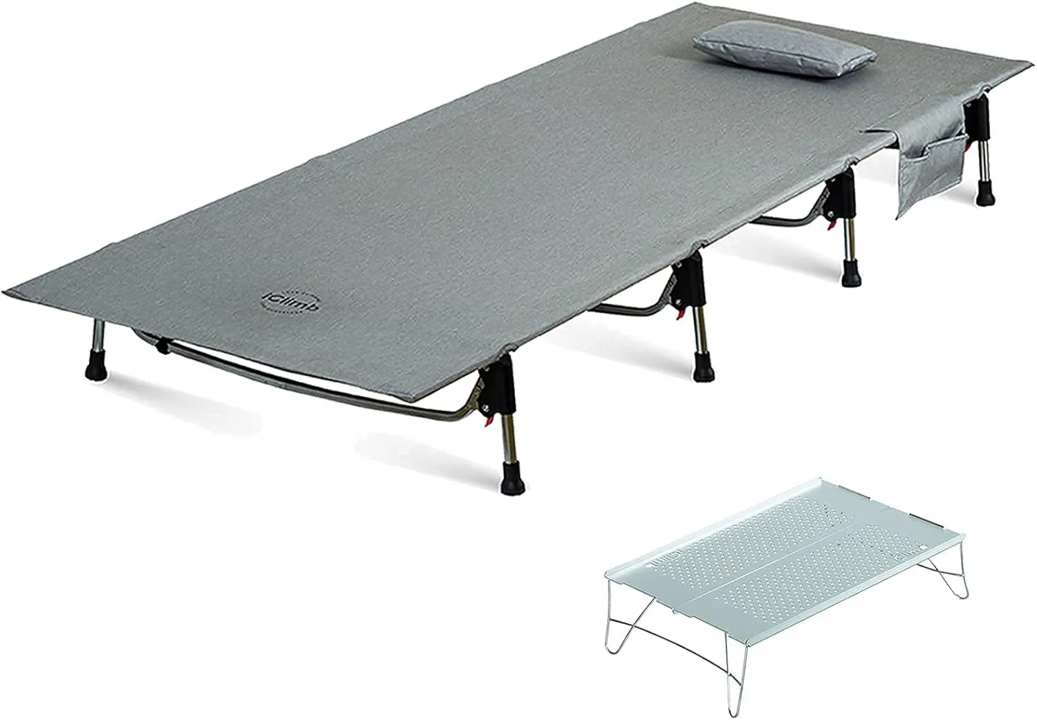 iClimb 1 Super Easy Assemble Cot and 1 Solo Mini Folding Table Bundle, Ultralight Compact for Solo Adult Backpacking Camping Hiking Beach Concert Indoor Outdoor