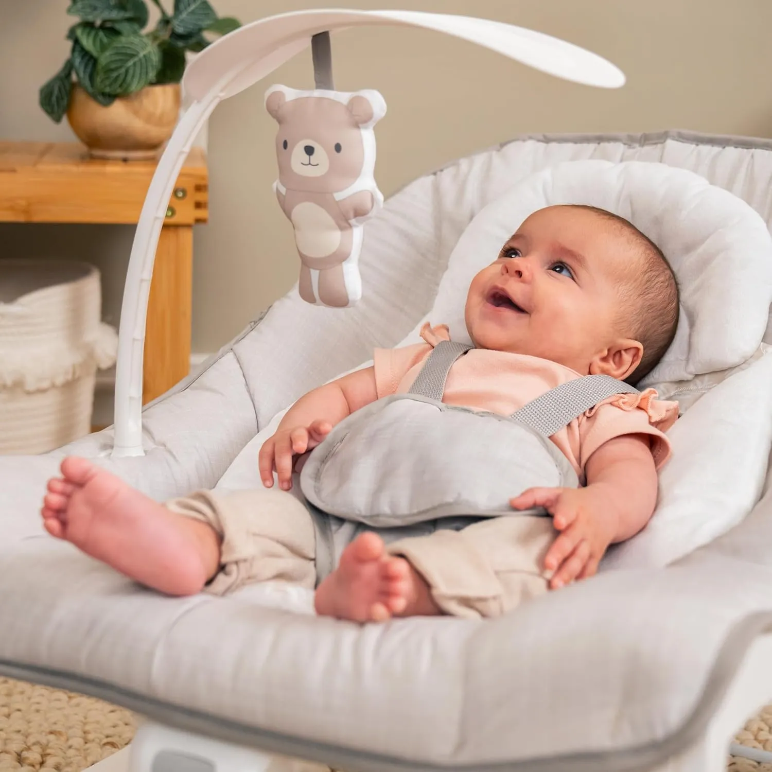Ingenuity Keep Cozy 3-in-1 Grow with Me Vibrating Baby Bouncer Seat & Infant to Toddler Rocker, Vibrations & Toy Bar, 0-30 Months Up to 40 lbs (Linden)