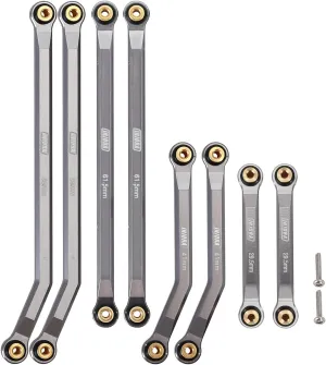 INJORA High Clearance 4 Links Set CNC Aluminum Links Set for SCX24 AXI90081 Deadbolt AXI00004 Axial 1/24 RC Crawler Car,8PCS（Grey）