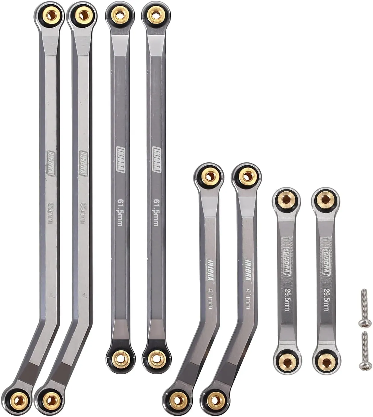 INJORA High Clearance 4 Links Set CNC Aluminum Links Set for SCX24 AXI90081 Deadbolt AXI00004 Axial 1/24 RC Crawler Car,8PCS（Grey）