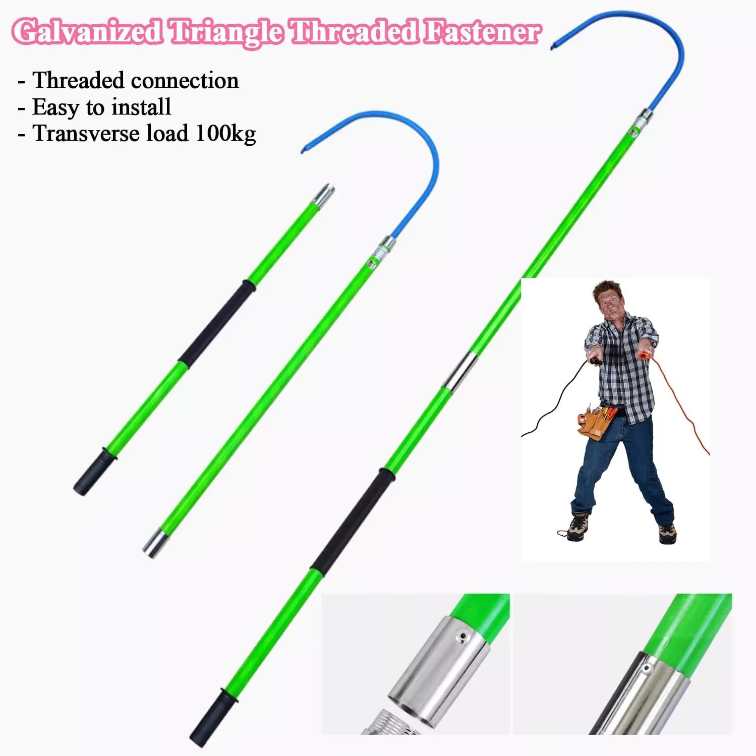 Insulated Body Rescue Hook, Anti-electrocution Safety Tool Rescue Stick Life-Saving Pole For Electric Shock, Firefighter Electrician High Voltage Pulling Man Hook, Emergency Electric Power Life Hook(R