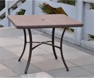 International Caravan Wicker Resin/Aluminum Square Patio Dining Table (Chocolate)