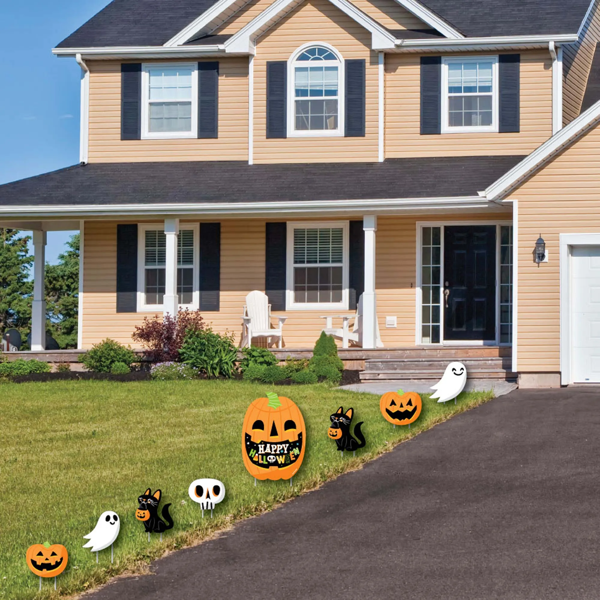Jack-O'-Lantern Halloween - Yard Sign and Outdoor Lawn Decorations - Kids Halloween Party Yard Signs - Set of 8