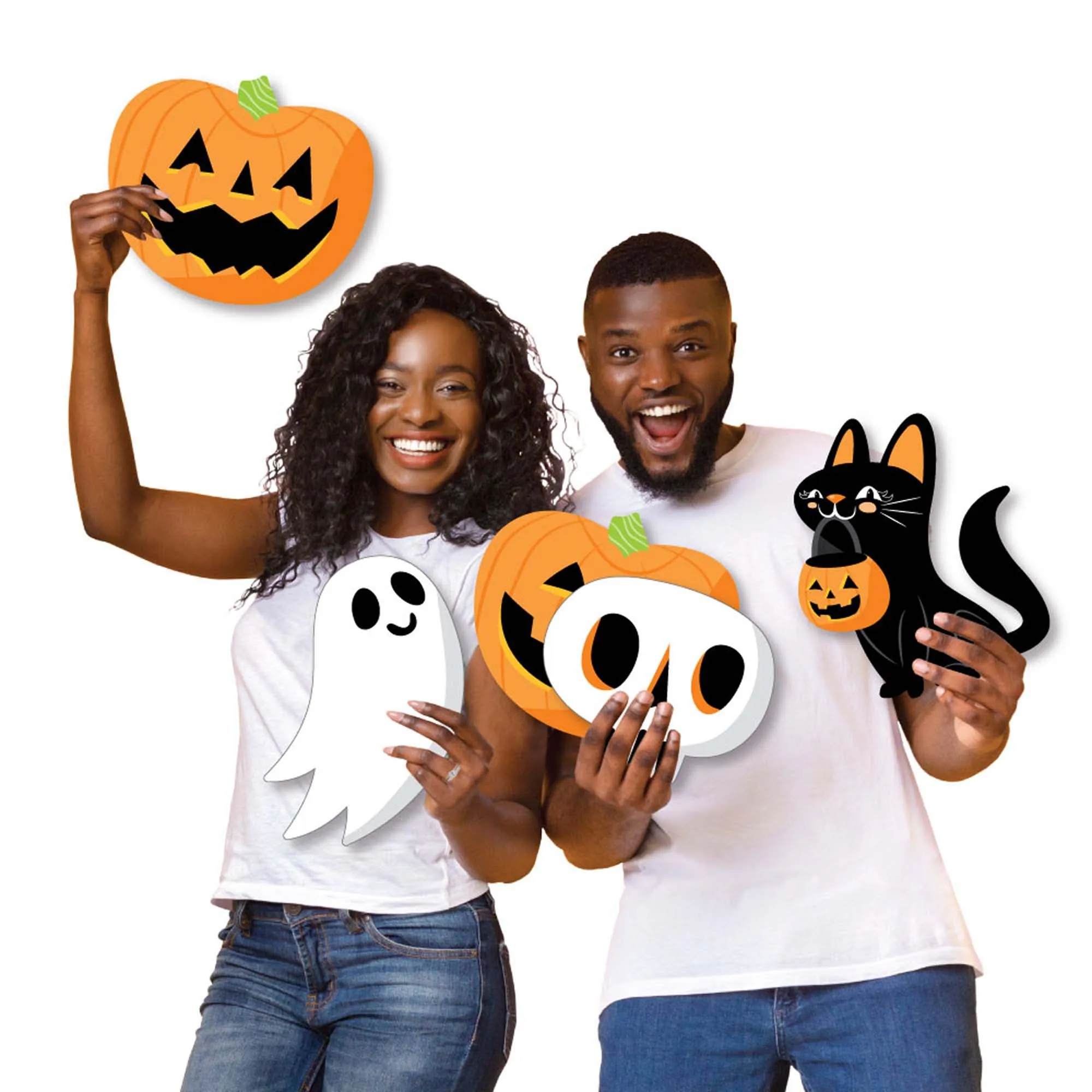 Jack-O'-Lantern Halloween - Yard Sign and Outdoor Lawn Decorations - Kids Halloween Party Yard Signs - Set of 8