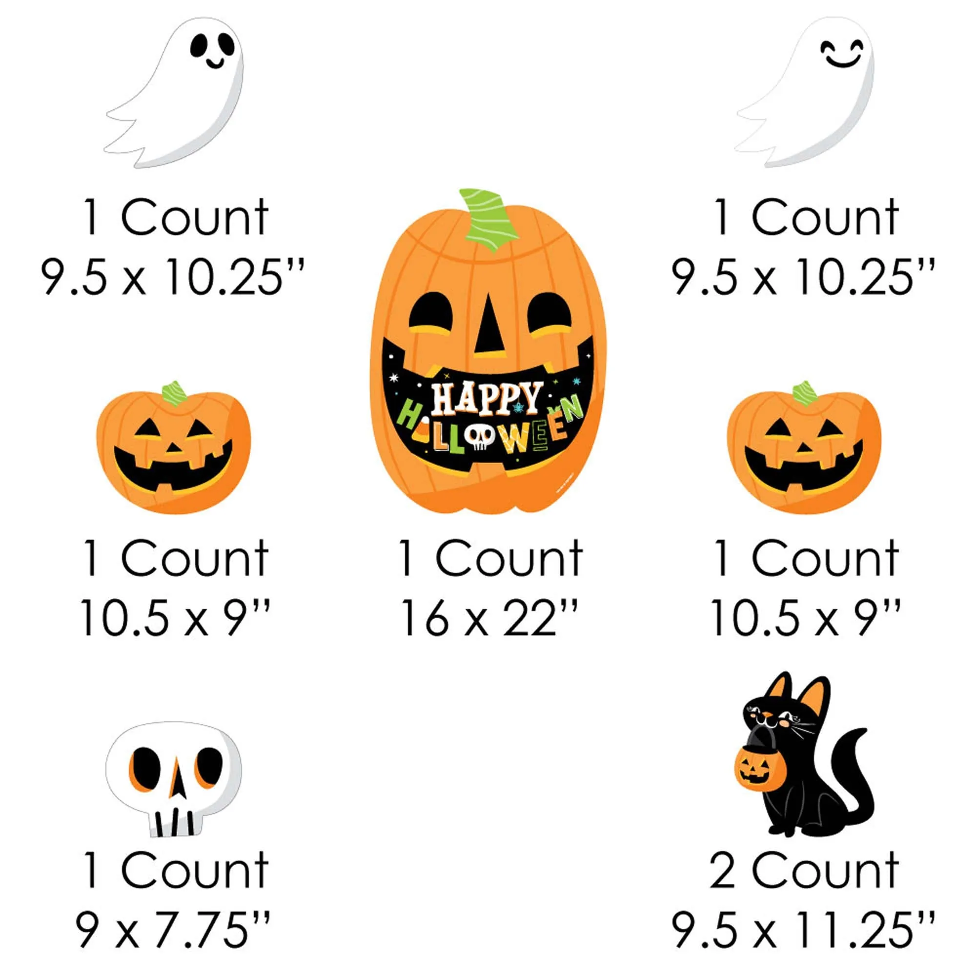 Jack-O'-Lantern Halloween - Yard Sign and Outdoor Lawn Decorations - Kids Halloween Party Yard Signs - Set of 8