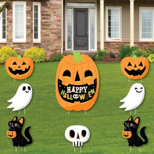 Jack-O'-Lantern Halloween - Yard Sign and Outdoor Lawn Decorations - Kids Halloween Party Yard Signs - Set of 8