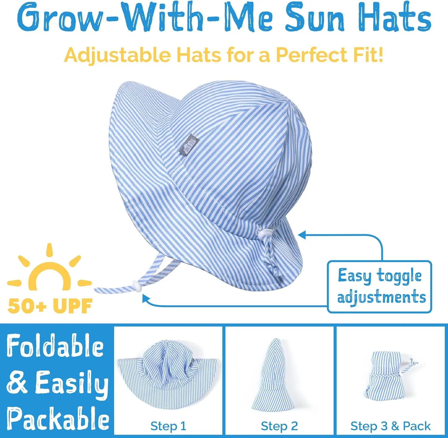 JAN & JUL Adjustable Cotton Floppy Sun Hat with 50  UPF Protection for Boys