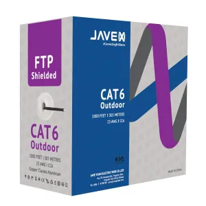 JAVEX CAT6 FTP Shielded Outdoor(1000 Feet), 23AWG, CCA Ethernet Bulk Cable, Easy-Pull Box, 305m, Black
