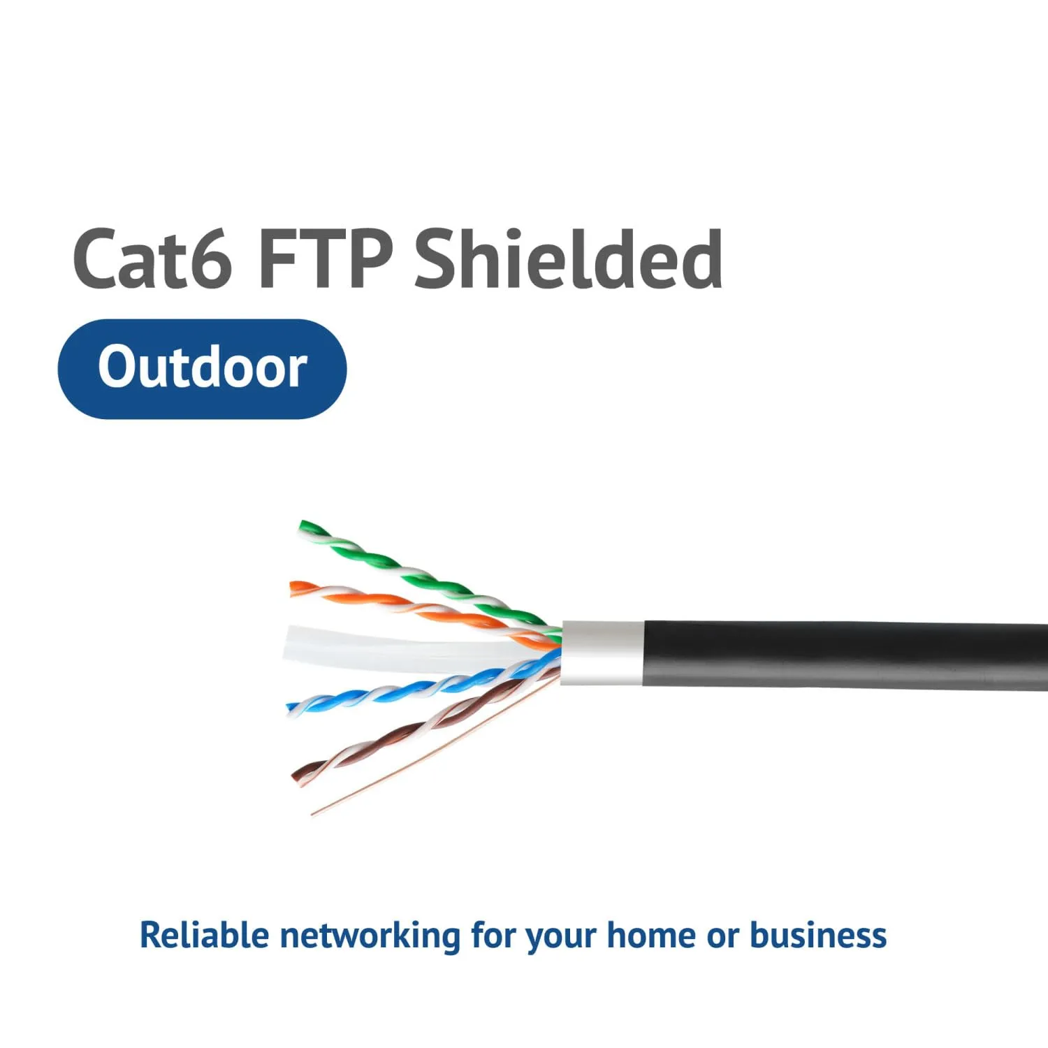 JAVEX CAT6 FTP Shielded Outdoor(1000 Feet), 23AWG, CCA Ethernet Bulk Cable, Easy-Pull Box, 305m, Black