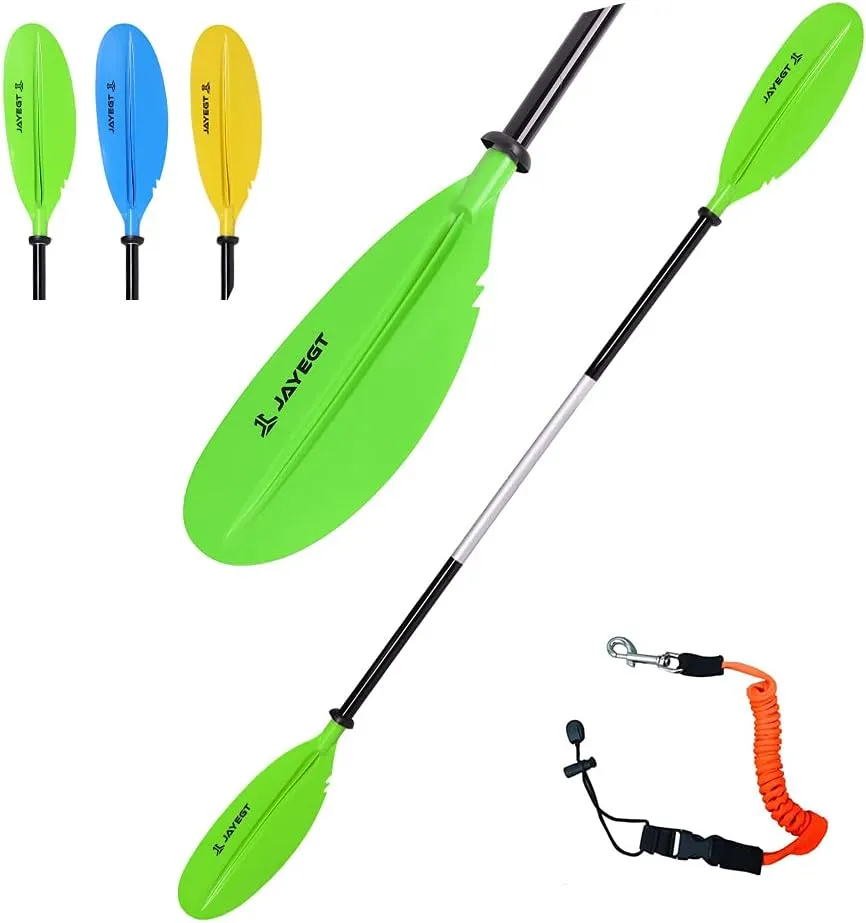 JAYEGT Kayak Paddle 87.4Inch/222CM Aluminum Alloy Shaft Kayaking Boating Oar with Paddle Leash, 1 Paddle   1 Leash