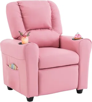 JC HOME Candy Kids Reclining Chair Leather Recliner Sofa Push Back Toddler Youth Children Child Ages 1-6