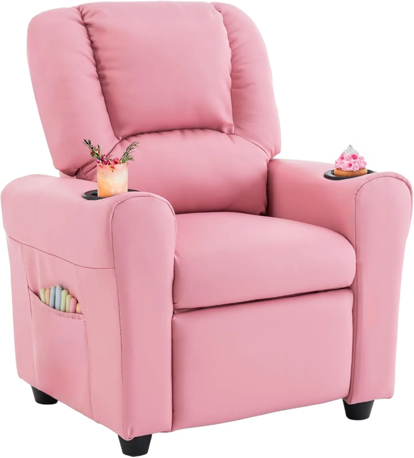 JC HOME Candy Kids Reclining Chair Leather Recliner Sofa Push Back Toddler Youth Children Child Ages 1-6