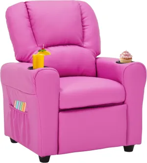 JC HOME Candy Kids Reclining Chair Leather Recliner Sofa Push Back Toddler Youth Children Child Ages 1-6