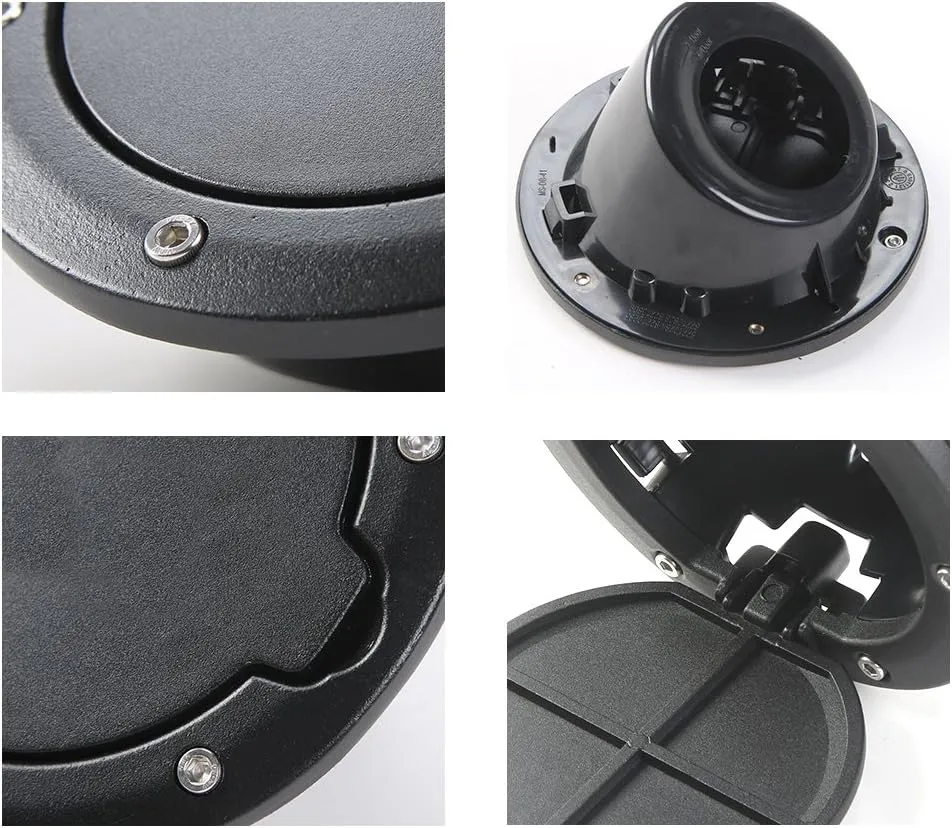 JeCar Aluminum Gas Cap Fuel Filler Door Cover for Jeep Wrangler 2007-2018 JK & Unlimited Accessories (Black)