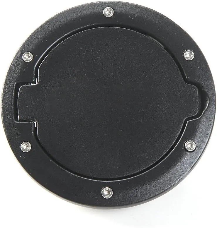JeCar Aluminum Gas Cap Fuel Filler Door Cover for Jeep Wrangler 2007-2018 JK & Unlimited Accessories (Black)