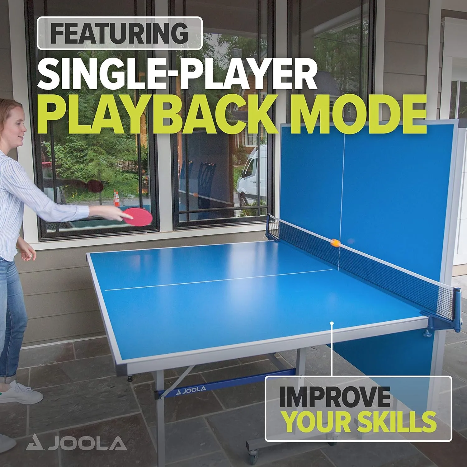 JOOLA NOVA Outdoor Ping Pong Table with Waterproof Table Tennis Net Set - Quick Assembly - All Weather Aluminum Composite Surface - Tournament Quality - Indoor & Outdoor Compatible