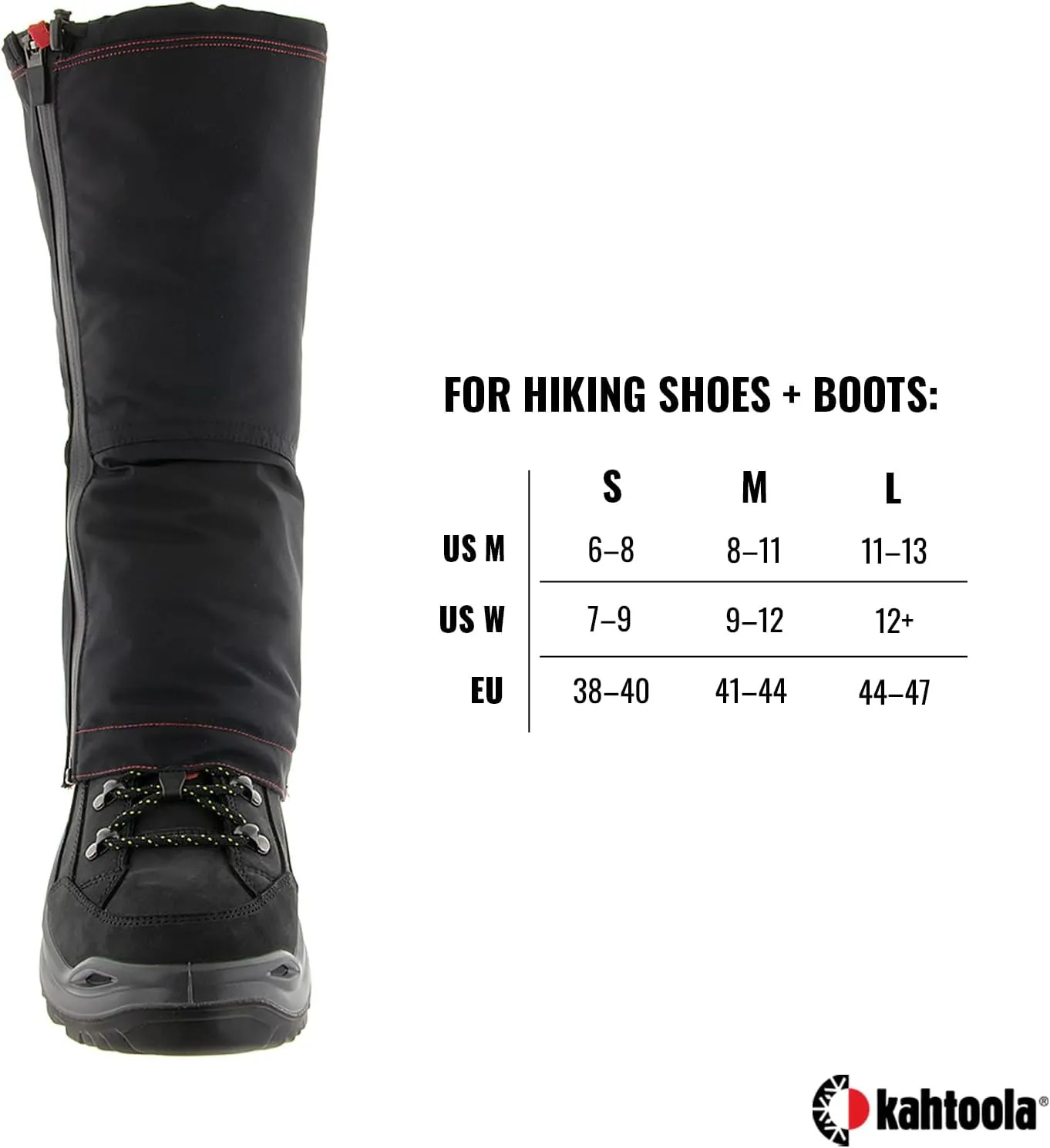 Kahtoola LEVAgaiter Tall GTX Gaiters, Waterproof Gore-TEX Shoe & Boot Protection for Mountaineering, Off-Trail Hiking in Mud, Snow & Ice